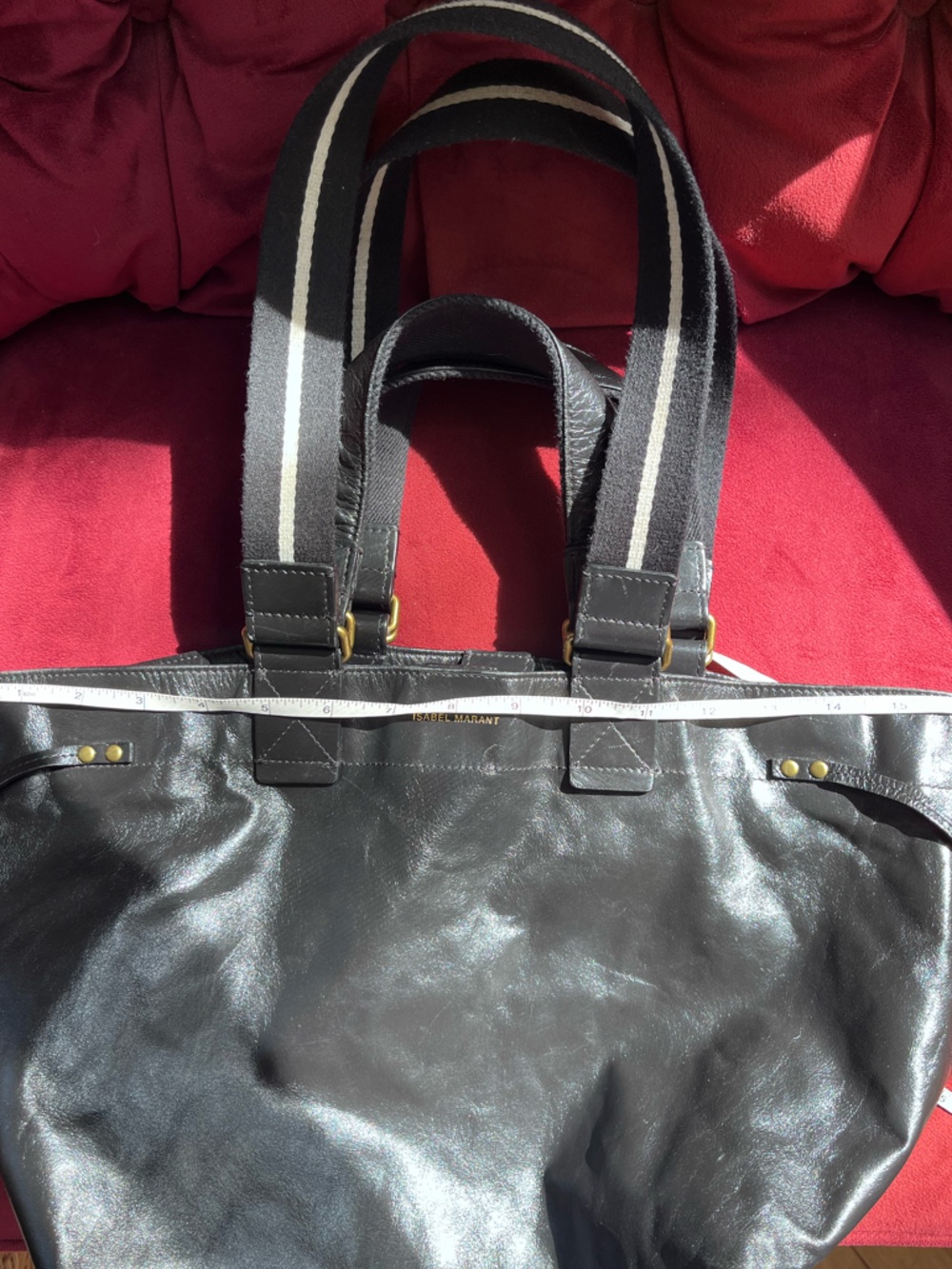 Isabel Marant Wardy Tote—Double-Handle Black Leather with Gold Zipper - Picture 15 of 16